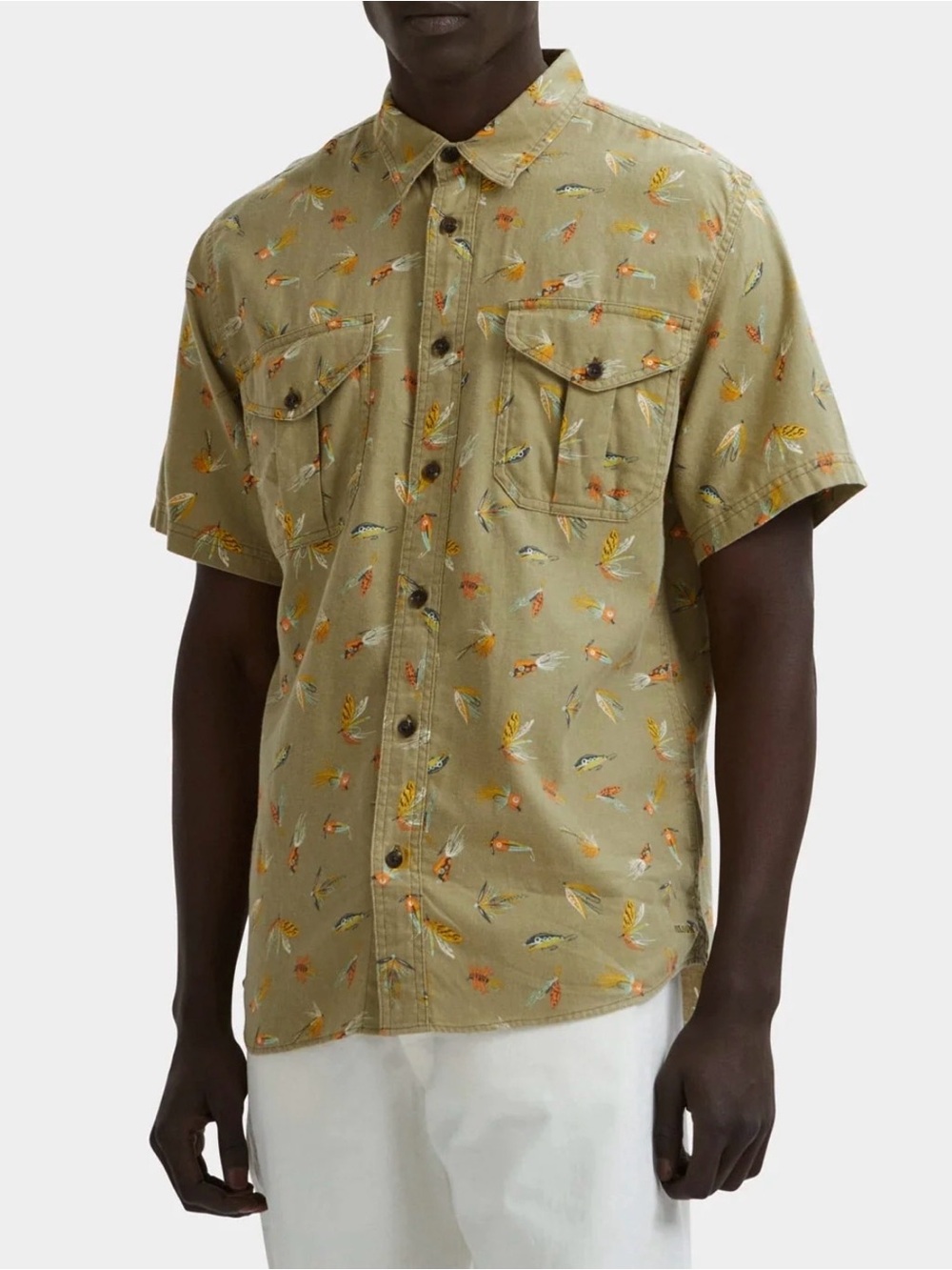 FILSON LT WT ALASKAN GUIDE SHIRT SHORT SLEEVE LURES OLIVE Sz XL